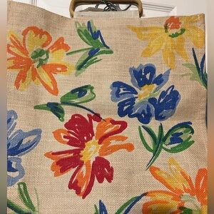 Jute floral summer hand bag new no tags